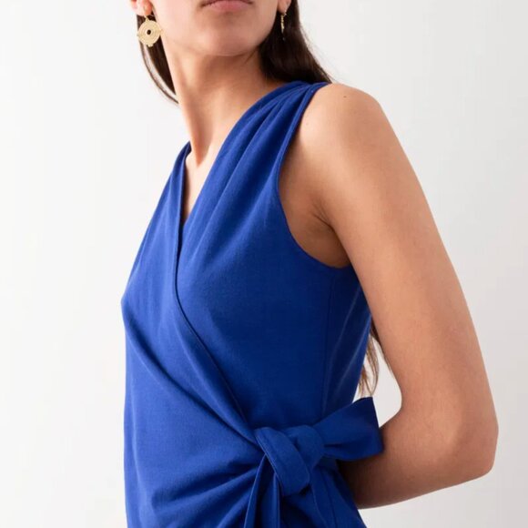 & Other Stores 100% Cotton Sleeveless Mini Wrap Dress - Picture 2 of 8